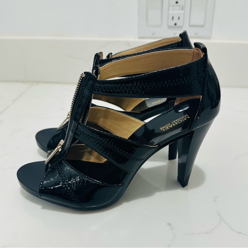 Michael Kors Glossy Black Zipper Heels